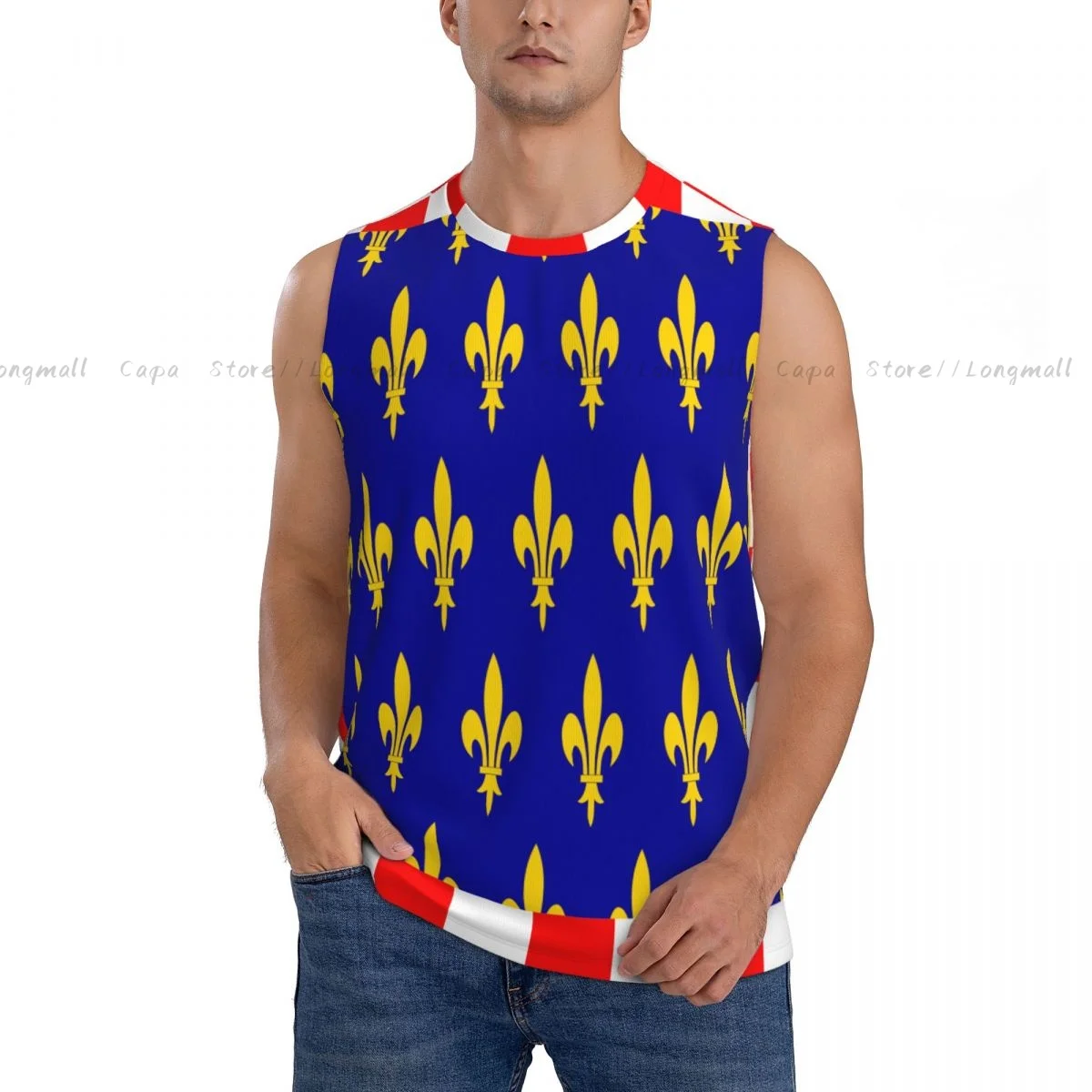 Männer Sommer Fitness Tank Top Flagge Von Touraine Männer Jogging Bodybuilding Ärmelloses Shirt Atmungsaktive Casual Männliche Weste