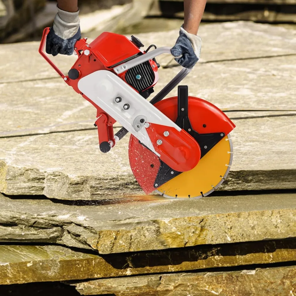 Piła do betonu zasilana benzyną, 12 cali, 6500 obr./min, piła do cięcia stali z silnikiem dwusuwowym 2900W 78,5 cm3, maksymalna głębokość cięcia 4 cale, cięcie na mokro/sucho