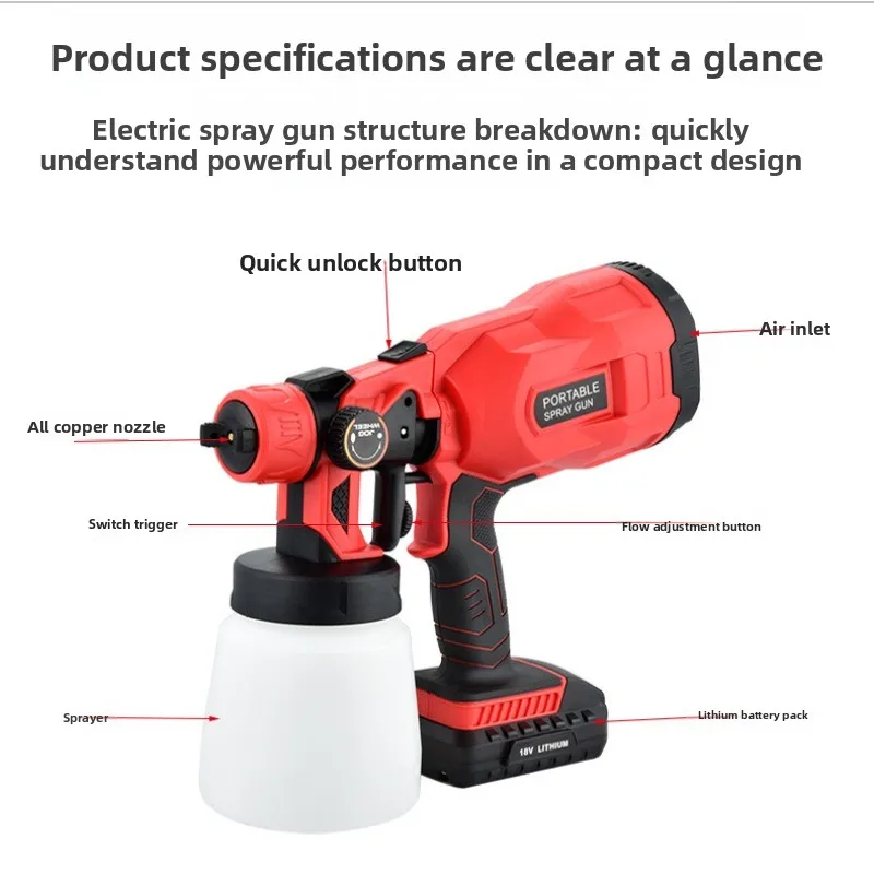 Electric spray gun Paint spray gun Portable automatic spraying Paint gun Tools Paint sprayer