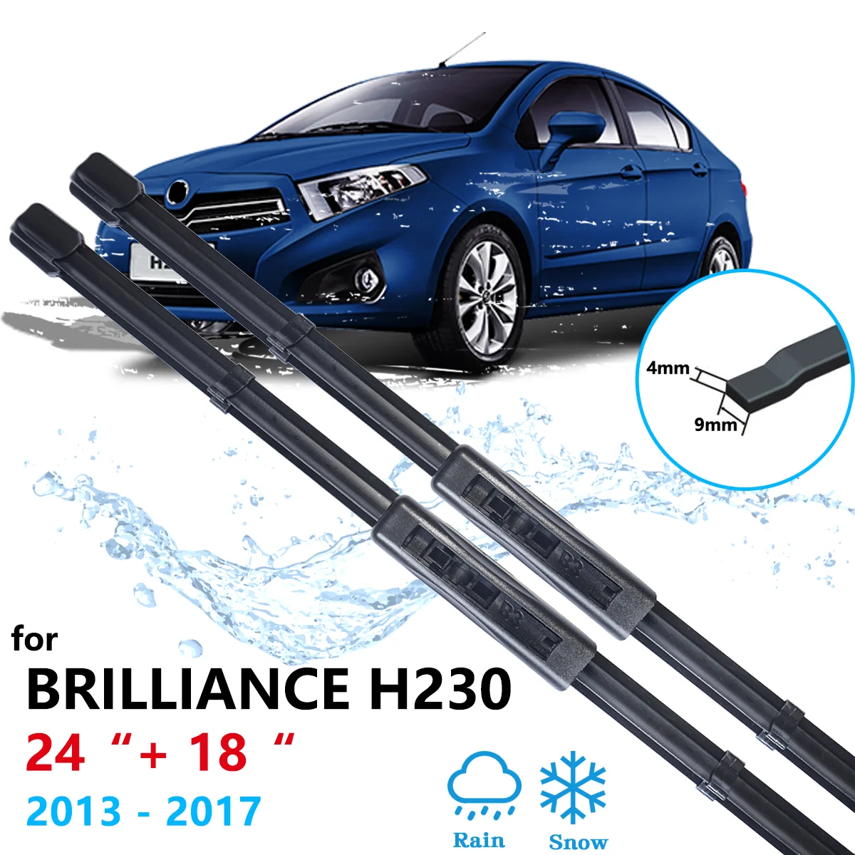 For Brilliance H230EV H220 2013 2014 2015 2016 2017 Front Wiper Blades Rubber Windshield Windscreen Windows Cleaning Accessories