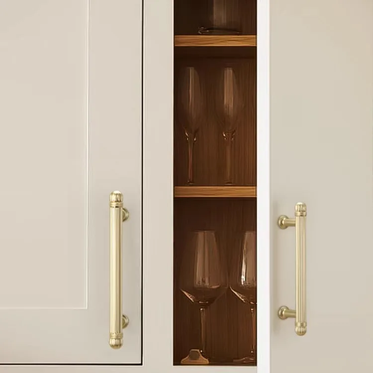 Furniture Handle French Cabinet Door Handles Light Luxury Gold Black Vertical Grain Drawer Pulls Cabine