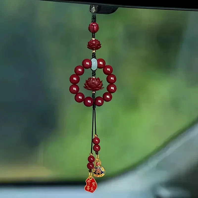 Ornements de voiture en cinabre de haute qualité, pendentifs de rétroviseur, symbolisant la paix et la bonne chance, décoration intérieure unisexe