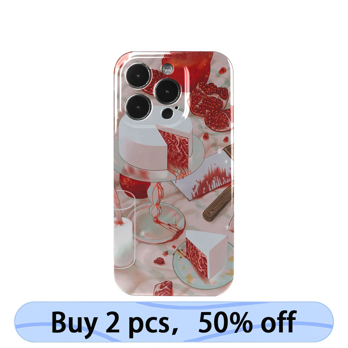 Coque iPhone Art Phone Case Violence Aesthetics Bloody Cake Cover for iPhone 15 14 13 12 11 Pro Max Plus IMD 2 in 1