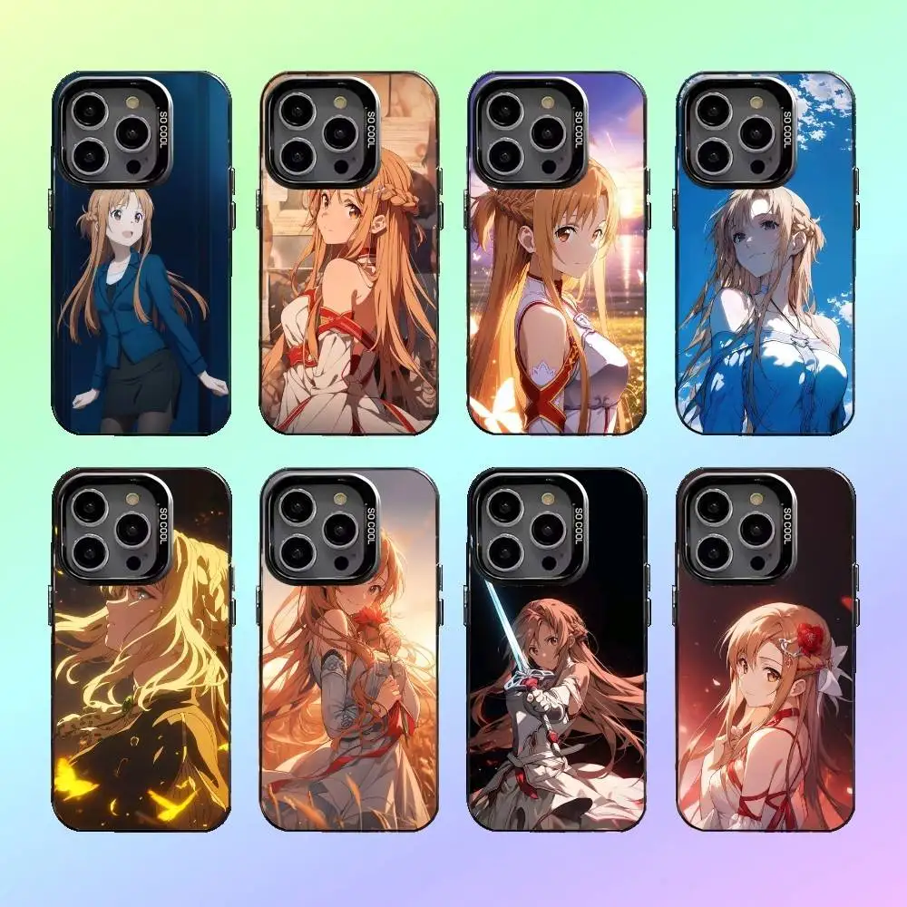 

Yuuki Anime A-Asuna Phone Case For iPhone17,16,15,14,13,12,11 Plus,Pro Max Colored silver phone case