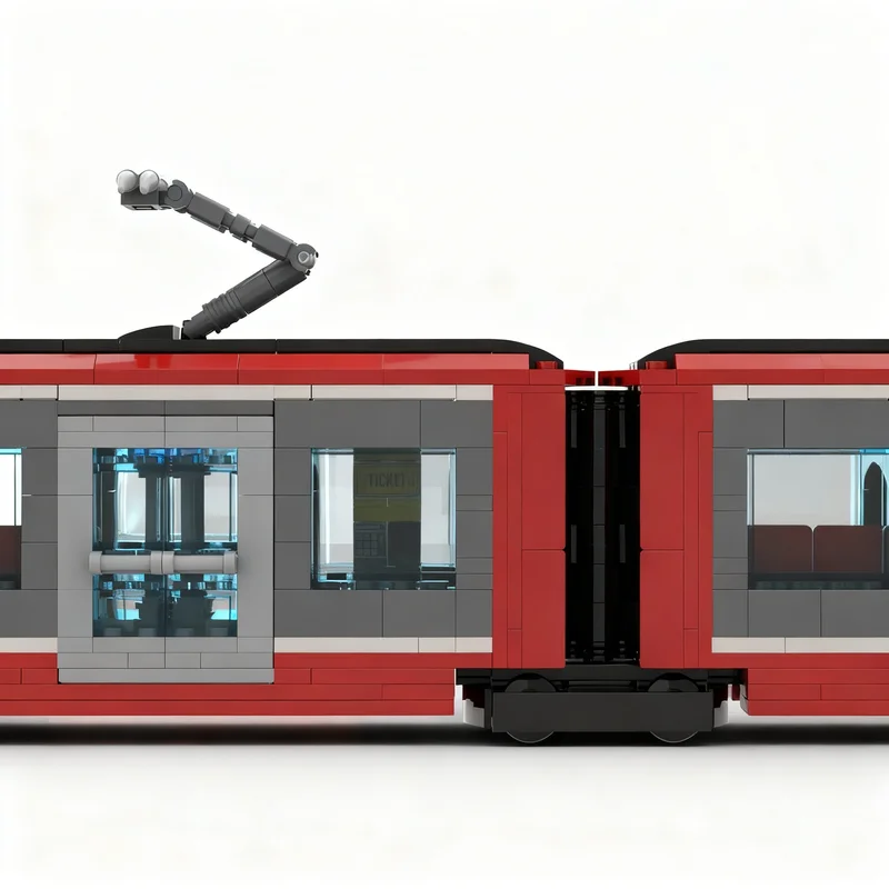 1581pcs MOC Articulated Tram with Bellows (Minifig / City, Revision 08-2025) Traffic Model Christmas Gift Bookcase Ornament