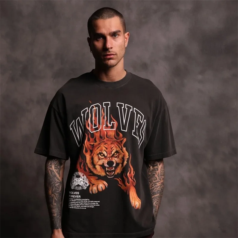 

Свободная хлопковая круглая футболка Ne ort Sve ex Удобный повседневный топ с винтажным принтом для пар C Новое поступление 2025 Sp...