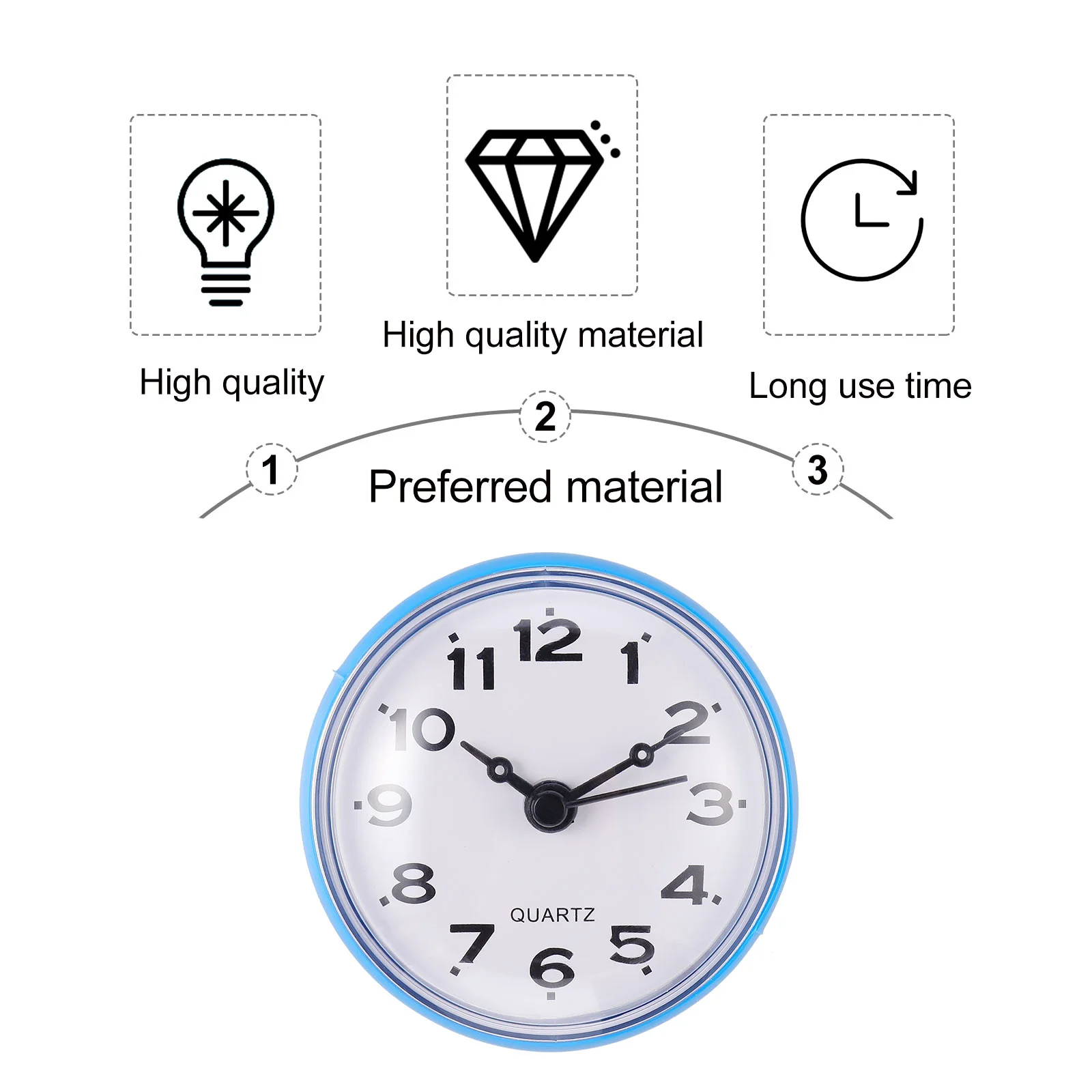 Sucker Clock Waterproof Wall Digital Timer Silent Bathroom Hanging Kitchen Suction Cup Alarm Clocks