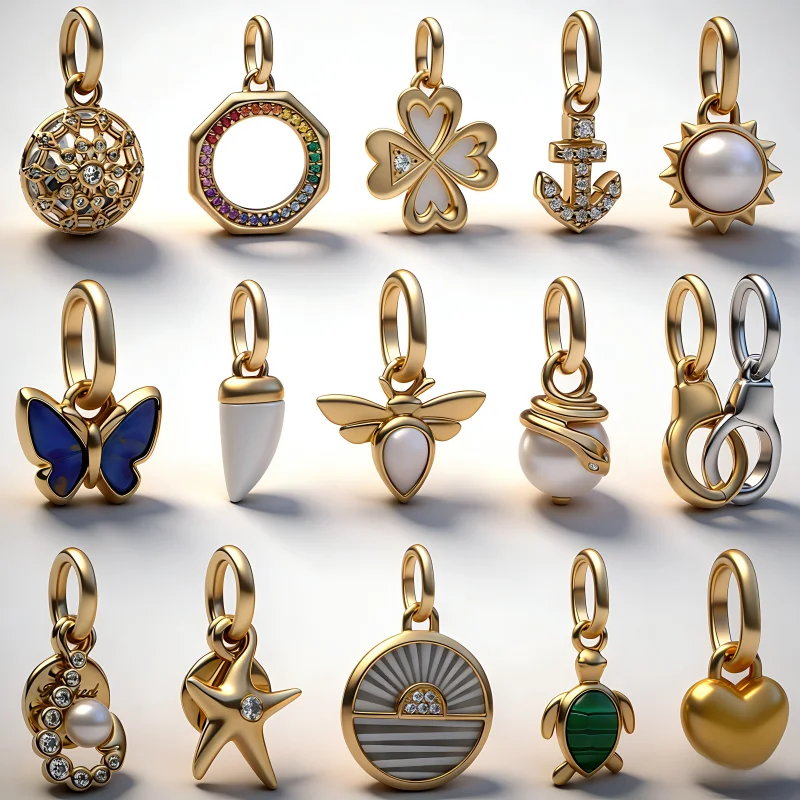 

Cute Rainbow Medallion & Anchor Mini & Shark Tooth For Gold Color Mini 925 Sterling Silver Dangle Charm Fits Brand ME Bracelet