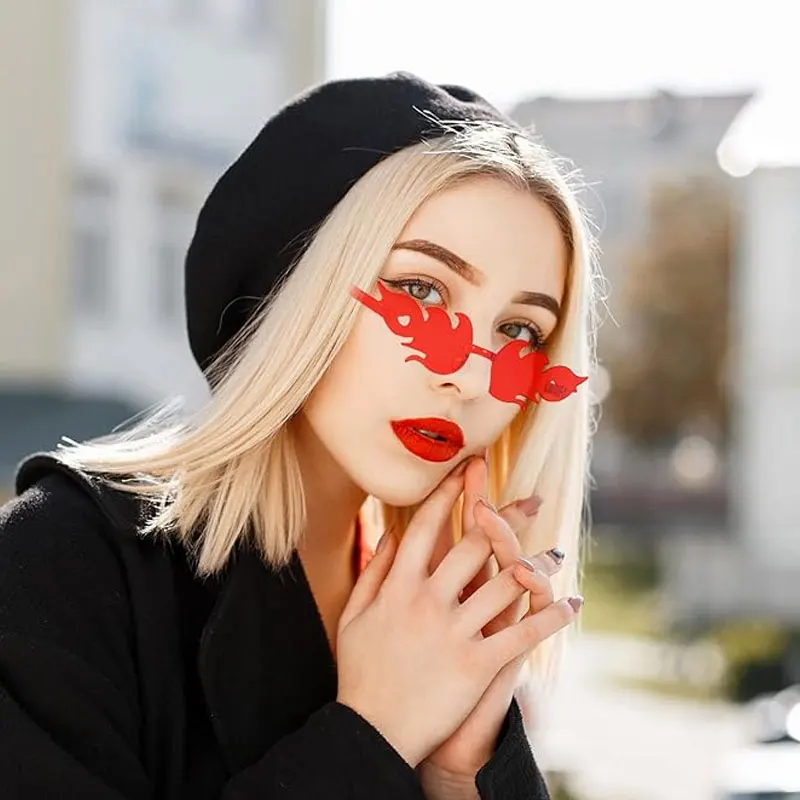 1-24 Stück Flammen-Sonnenbrillen aus Kunststoff, Sommer-Strand-Accessoires, Rote Flammenbrillen für Damen und Herren, Party-Zubehör, Foto-Requisiten – Detail 6