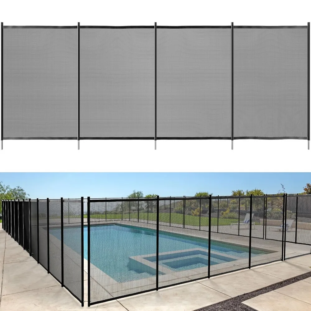 

4 x 96FT Pool Fence for Above Ground Pools Mesh Pool Safety Fence Outdoor Swimming Backyard Garden Pool Fencing, Black