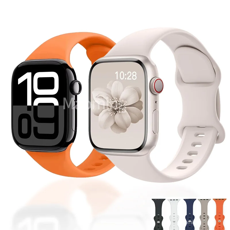 

Soft Silicone Band For Apple Watch 10 9 8 7 46mm 42mm 45mm 41mm Ultra 2 49mm Sports Bracelet iWatch 6 5 4 SE 44mm 40mm Wristband