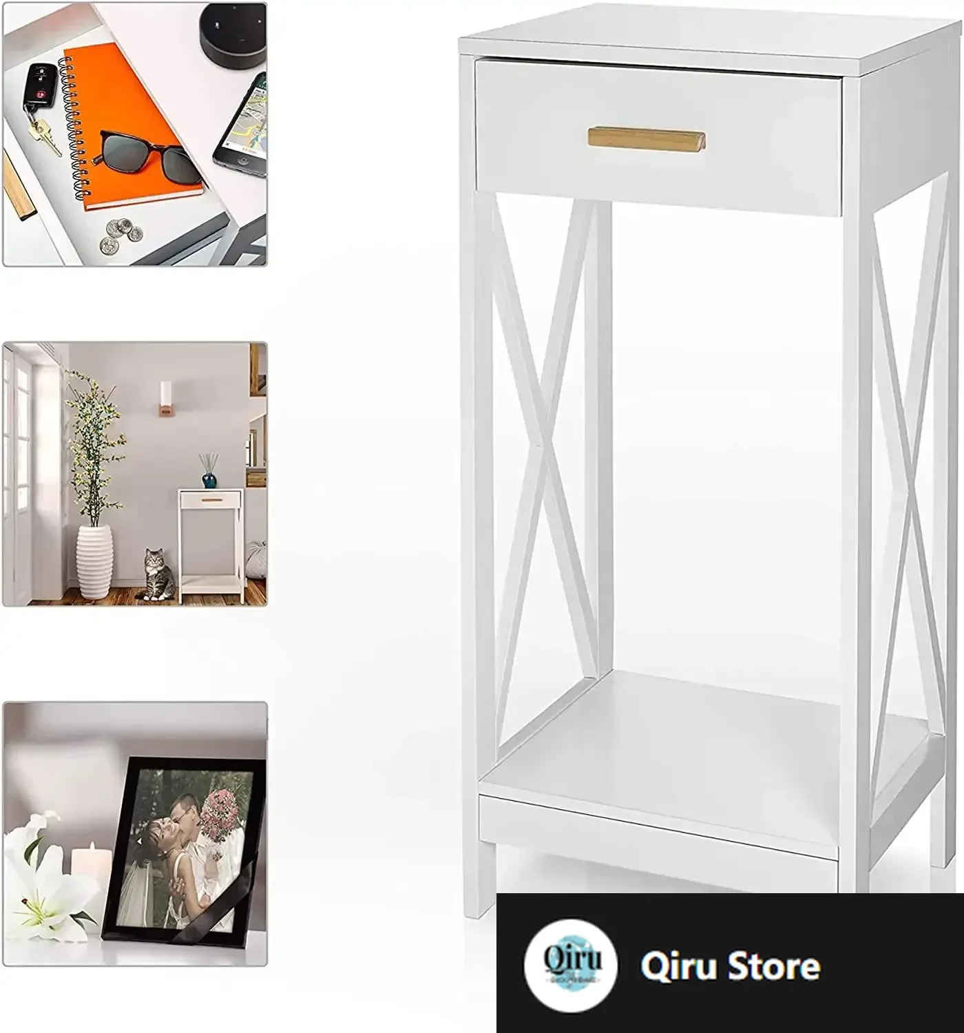 

Modern Side Table and Nightstand w/Single Drawer Storage