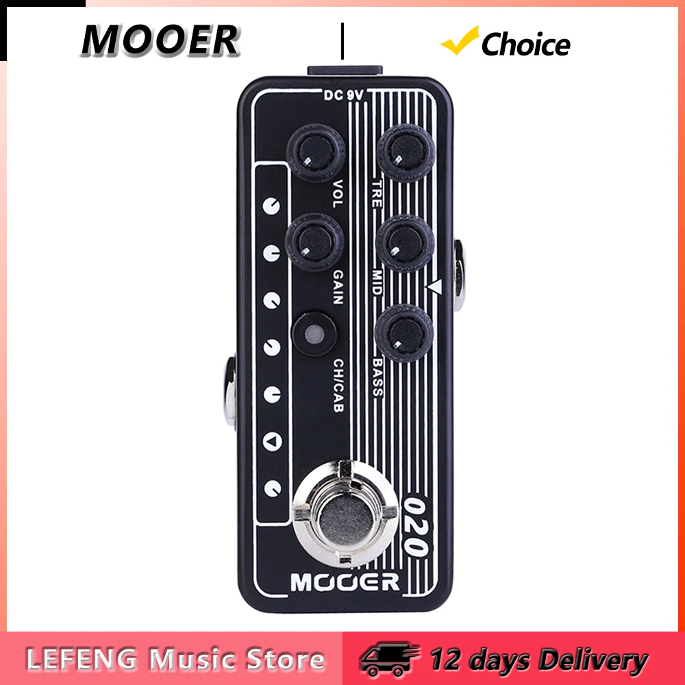 MOOER Guitar Blueno Preamp Effect Pedal Dual Channel Digital Preamp Speaker Cabinet Simulation Pedal Guitar Parts & Accessories