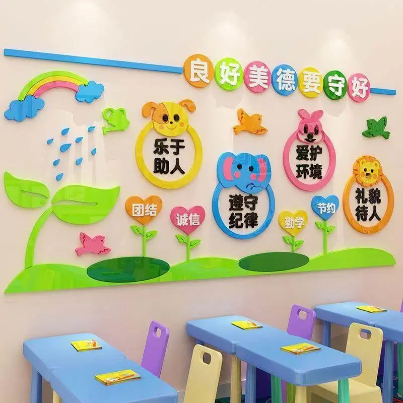 3D Wall Stickers Decorative Nursery Class Culture Baby Gift Early Education Waterproof Wall Decals Home Decor Soft Furnishings