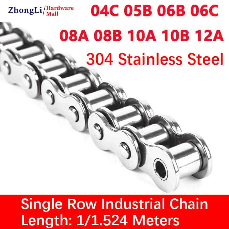 304 stainless steel transmission conveyor single double row chain 3 points 06B4 points 08B5 points