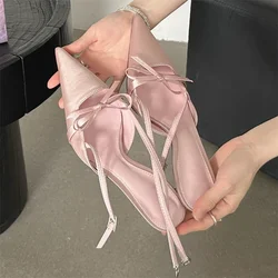 Eilyken Spring Sexy Pointed Toe Buckle Strap Women Pumps Sandals Thin High Heels Party Stripper Dance Mules Ladies Shoes