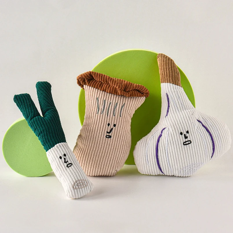 

Pet Dog Plush Noise Chewing Toy Be Endurable Onion Mushroom Garlic Vegetable Series Dog Toy Plush Squeak Pet Toy Dog Puzzle Toys