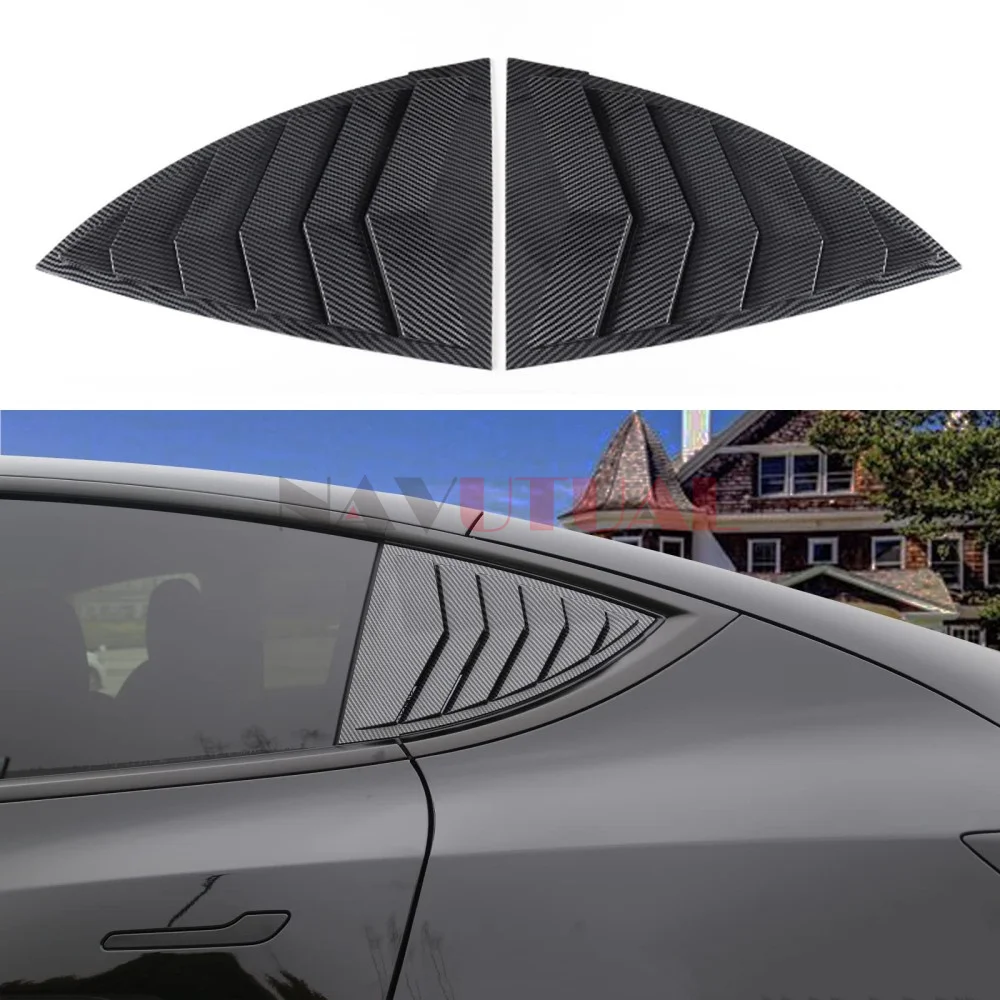 For Tesla Model 3 Y Rear Side Window Louvers Air Vent Window Scoop Louvers Covers ABS Sun Rain Shade Vent Sport Style Cool Dec