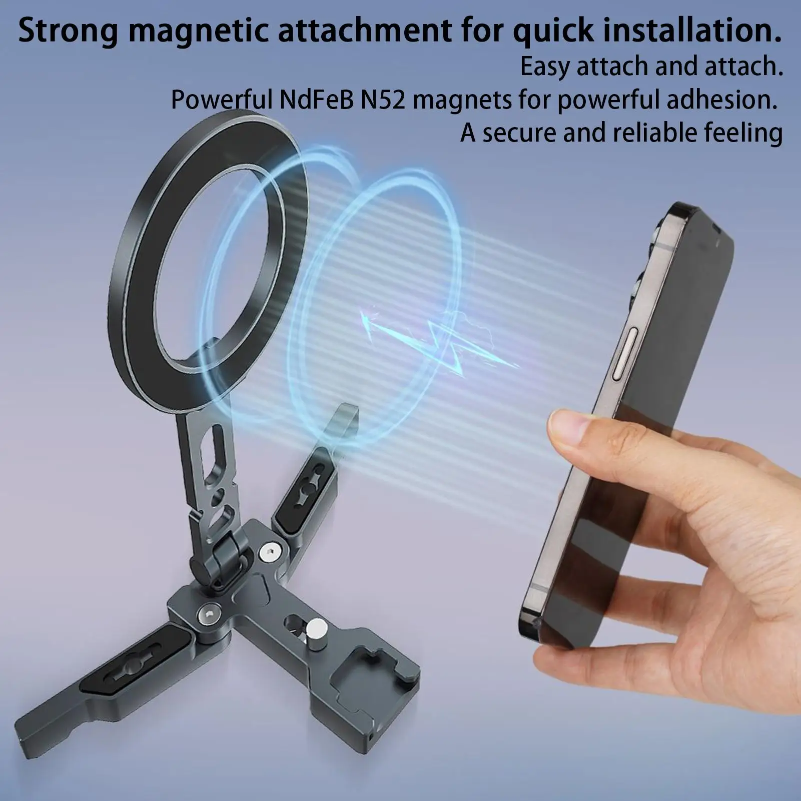 magnetic mobile phone desktop stand folding portable camera stand 360 Degree Rotation Cellphone Bracket for Outdoor Adventure
