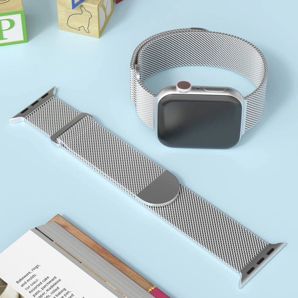 

Магнитный ремешок Milaness для Apple Watch Ultra 49 мм, 46 мм, 42 мм, 45 мм, 44 мм, 41 мм, металлический браслет для iWatch Series SE 10 9 8 7 6