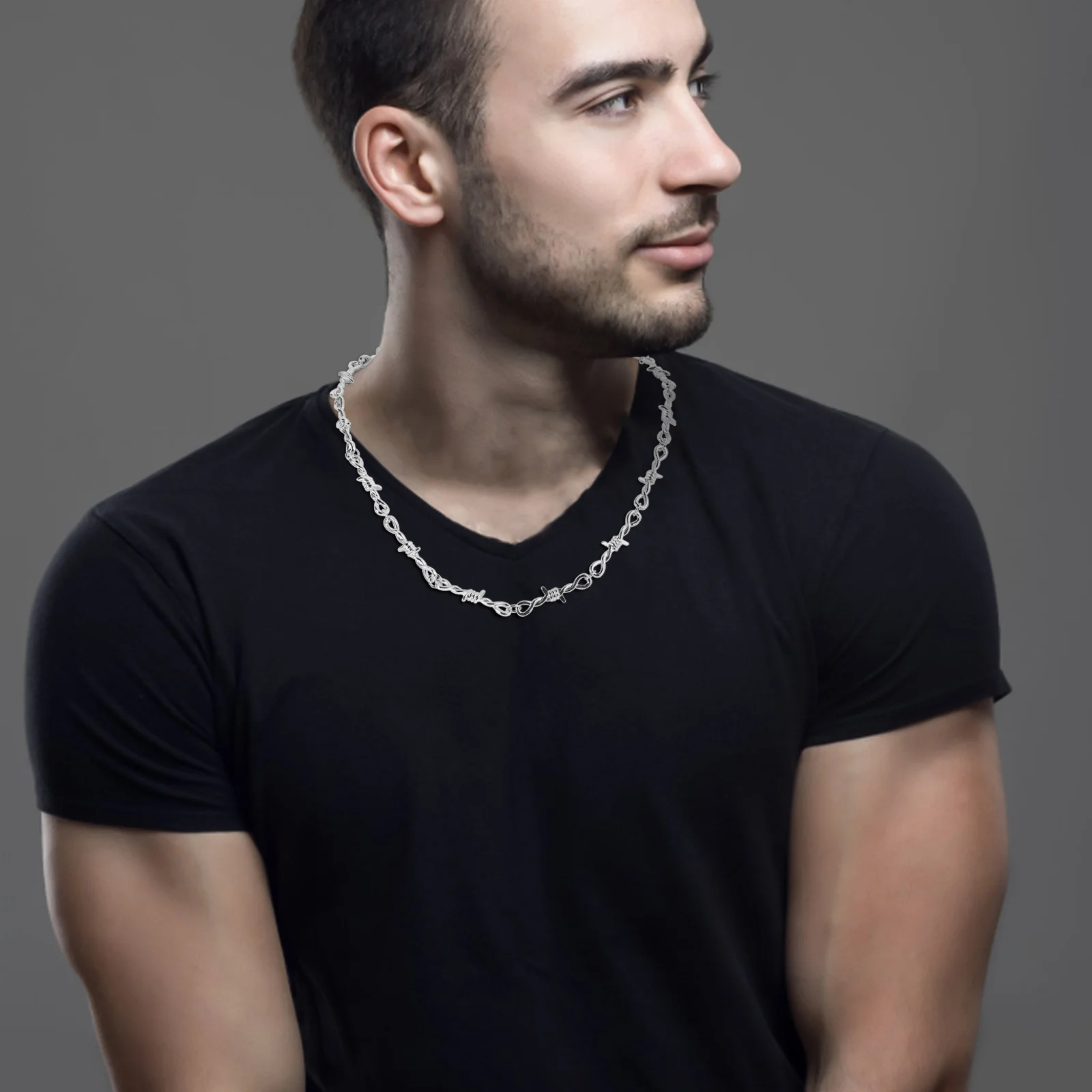 القوطية الشرير المختنق قلادة الأسلاك الشائكة شوكة التفاصيل أنيق سبيكة سلسلة للرجال النساء منفعل الإكسسوارات مثالية ل روك الورك