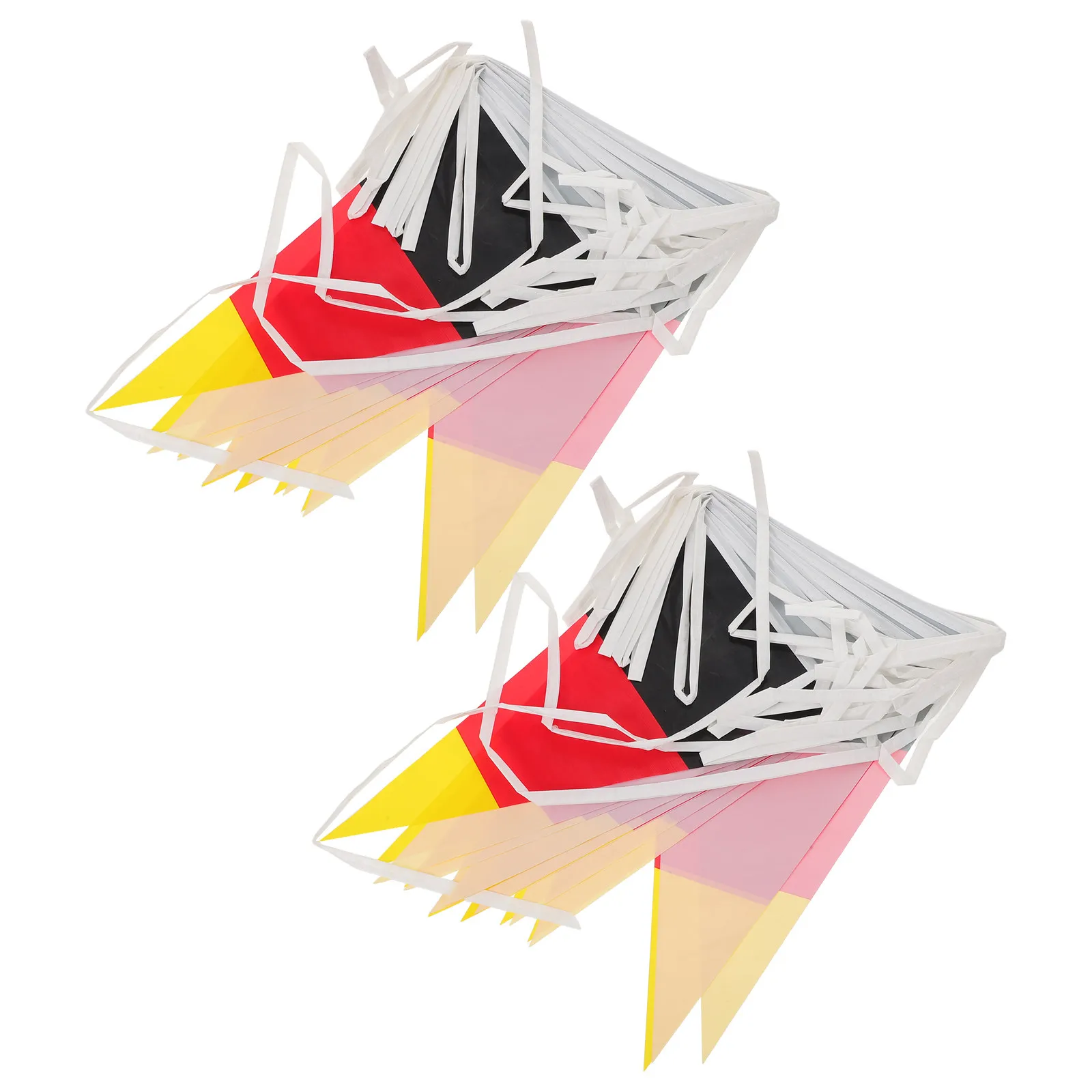 2Pcs Germany Flag Triangle Bunting Hanging String Flags Plastic for Outdoor Indoor Garden Sports Party Decoration Football Bar