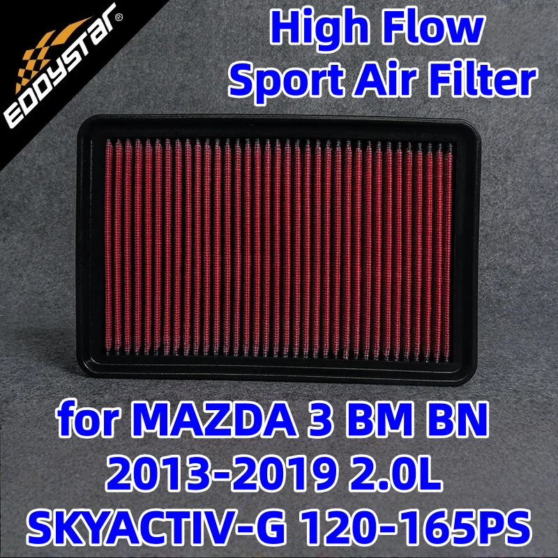 فلتر هواء رياضي عالي التدفق لمازدا 3 BM BN 2013-2019 2.0L SKYACTIV-G 120-165PS مرشحات مدخل السباق قابلة للغسل