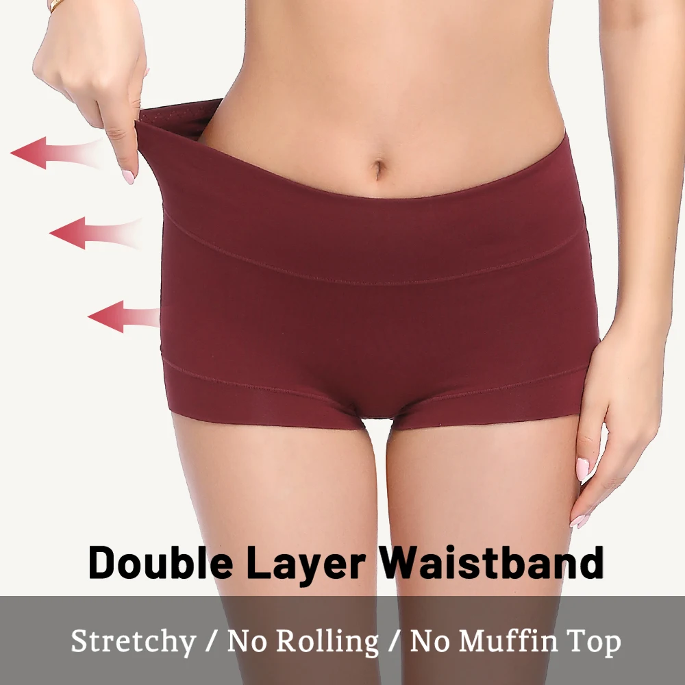 5PCS Seamless Women Boxers Underwear Cotton Safety Boyshorts Panties Ladies Cozy Full Coverage Lingerie Plus Size Underpants Set