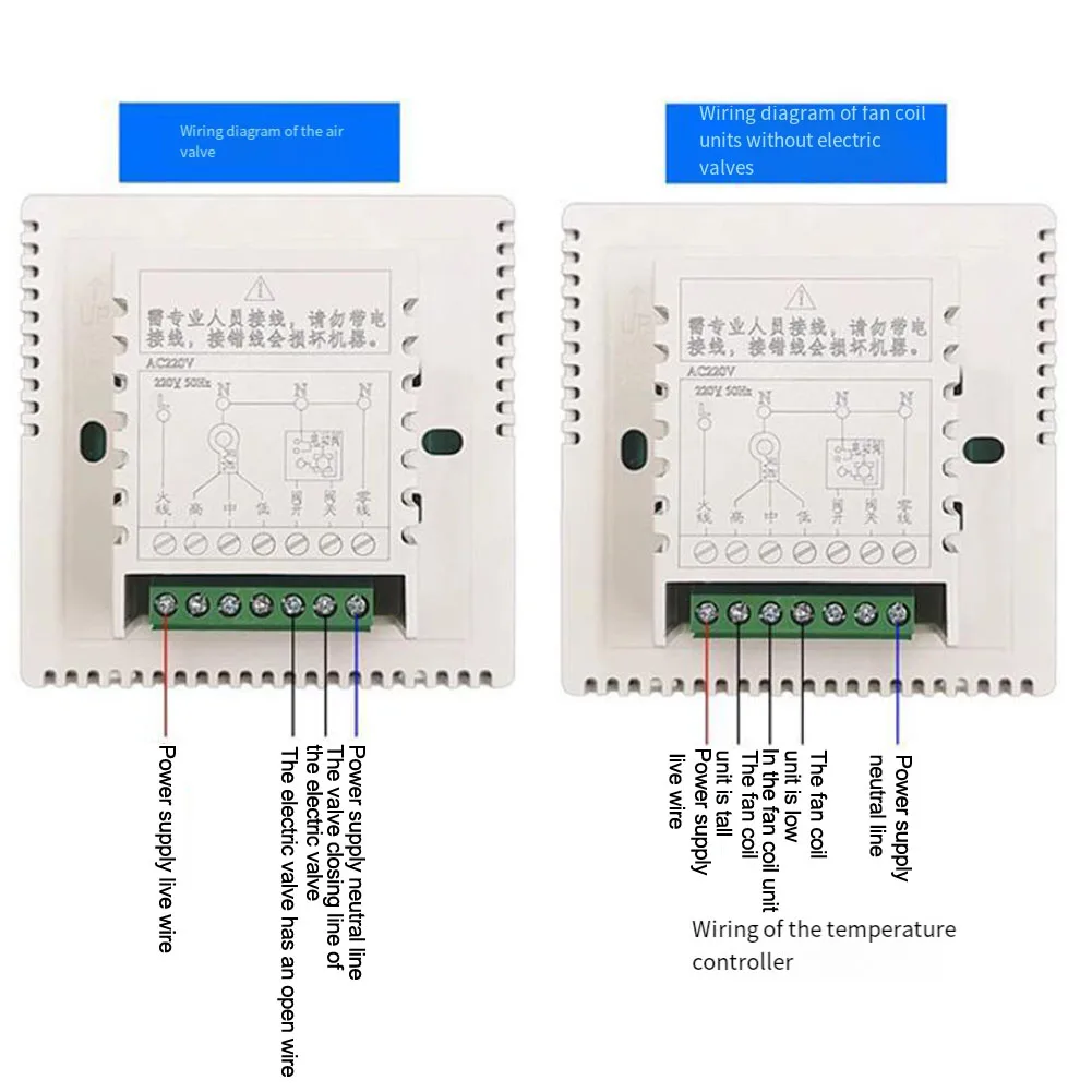 المنزل التحكم في المناخ متحكم في درجة الحرارة مروحة التحكم نظام التدفئة أبيض كبير شاشة الكريستال السائل الثرمستور الاستشعار