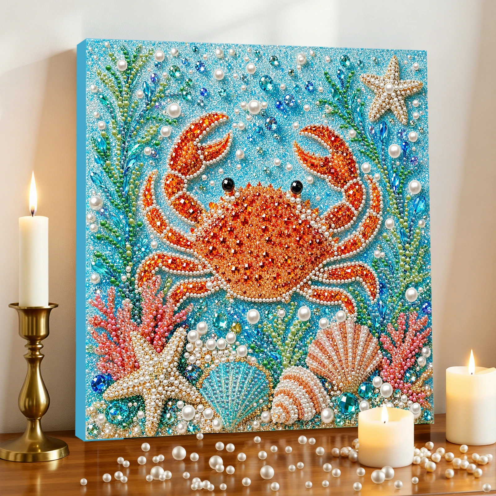 Art Craft Jellyfish - Ozean-Thema DIY Perlen-Diamant-Malerei-Set, Schildkröten-Quallen-Meerestier-Perlen-Bastelset, Wanddekoration für