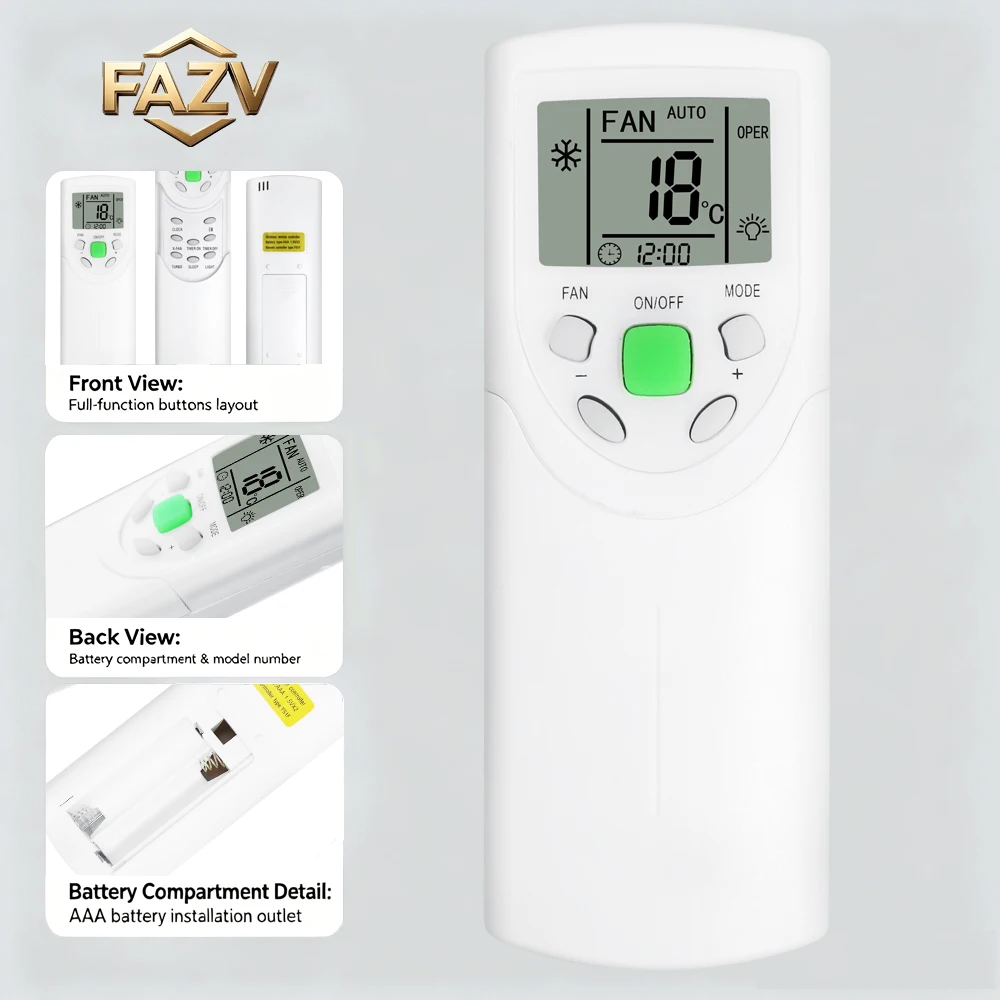 FAZV YS1F AC Remote for GREE TOSOT York GE Trane Electrolux Replace YS1FF/YS1FA/Y512/Y512F/YAD1FF ℉/℃ Switch