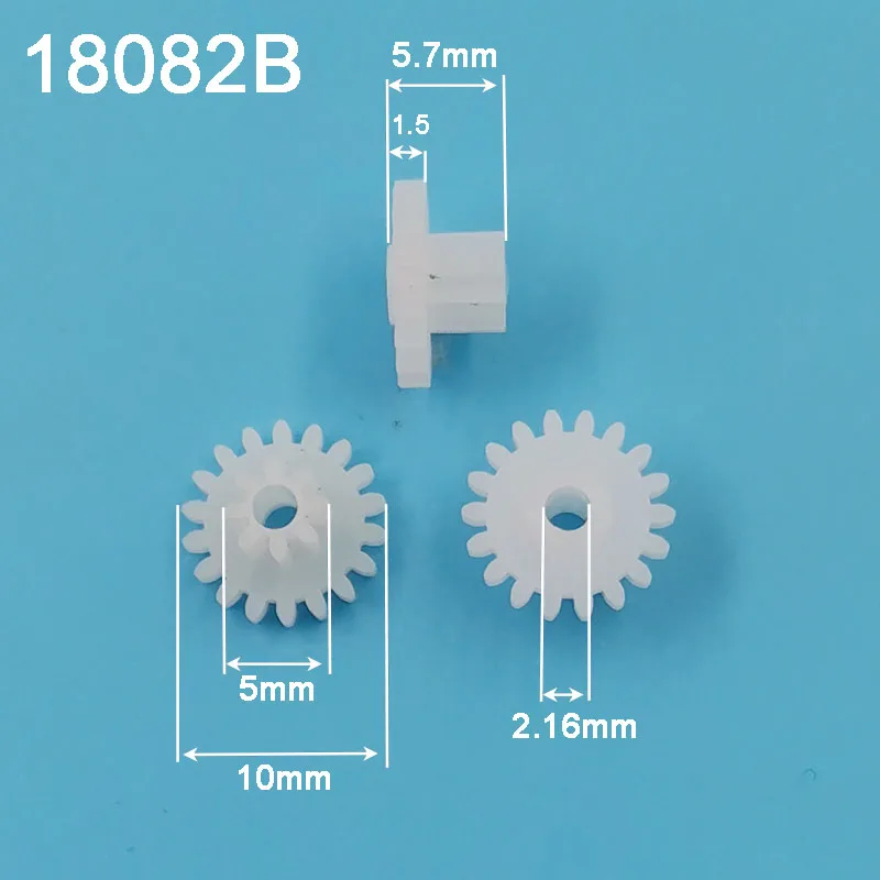 18082B 0.5M Double Plastic Gear 10MM Diameter 18 Teeth + 8 Teeth 2MM Loose Duplicate Pinion Toy Accessories 10pcs/lot