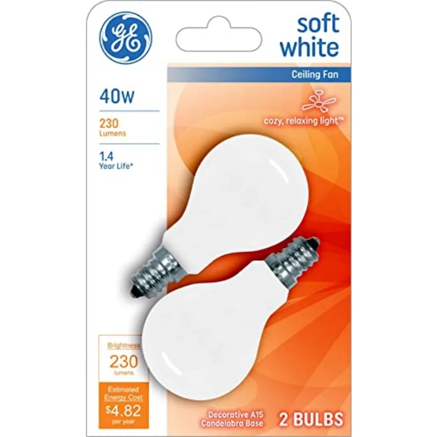 

A15 Ceiling Fan Decorative Light Bulb, Finish,,, 2-Pack