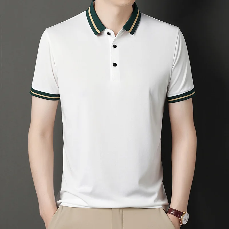 

Korean Casual Fashion Simple Summer New Men's Short Sleeved Polo Shirt Panelled Lapel Button Slim Fit Versatile Thin Cotton Top