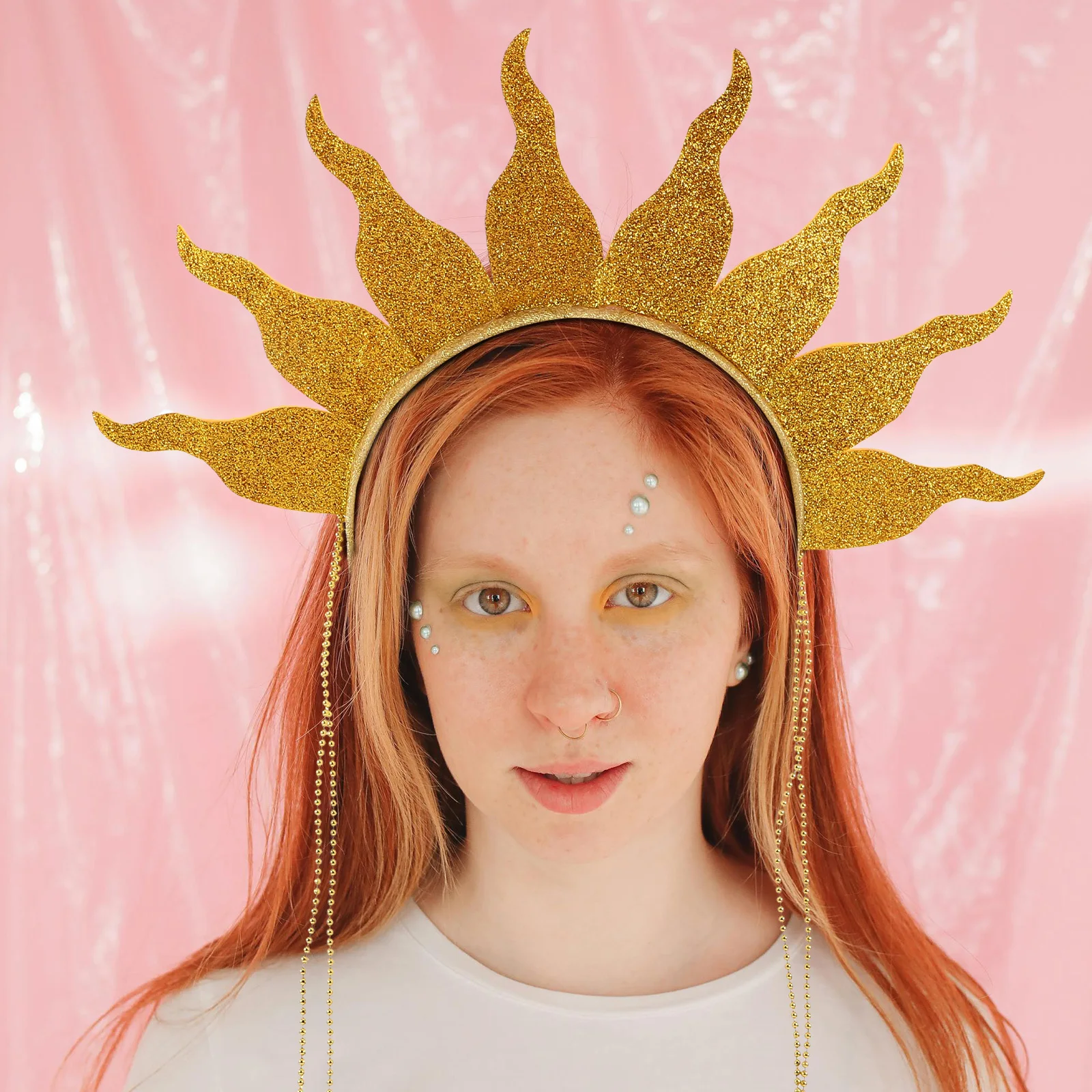 

Glitter Flame Hairband For Women Sunburst Party Headwear Halloween Carnival Rave Festival Cosplay Costume Accessory