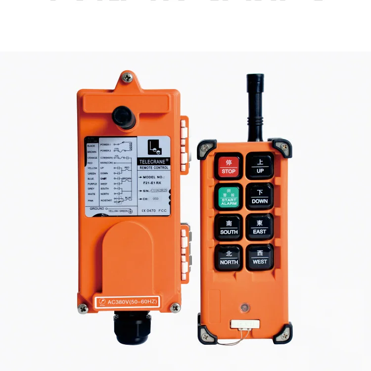 Wireless Industrial Remote Controller Switches Hoist Crane Control Lift Crane 1 Transmitter + 1 Receiver F21-E1B 6 Channels