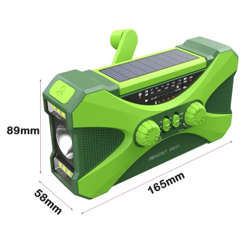 Multifunctional Emergency Solar Radio Hand Crank Powered LED Flashlight Outdoor Radio FM AM WB 10000mAh