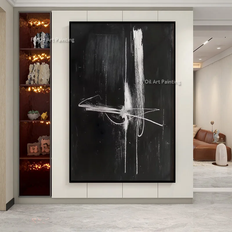 Abstract Balck White Simplism Wall Art On Canvas Handpainted New Original Black Grey Special Oil Painting Large Canvas Home Deco