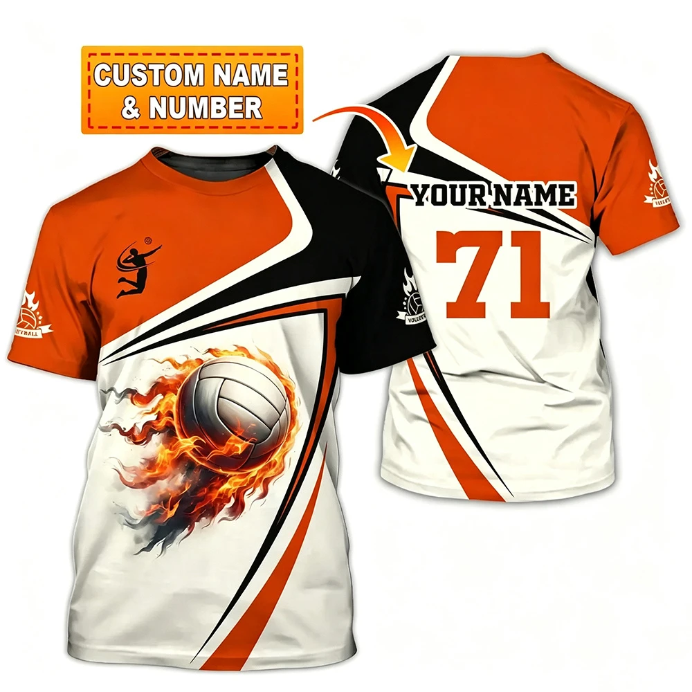 Outdoor Sport Hobbies - Custom Name Uniform Volleyball T-shirt For