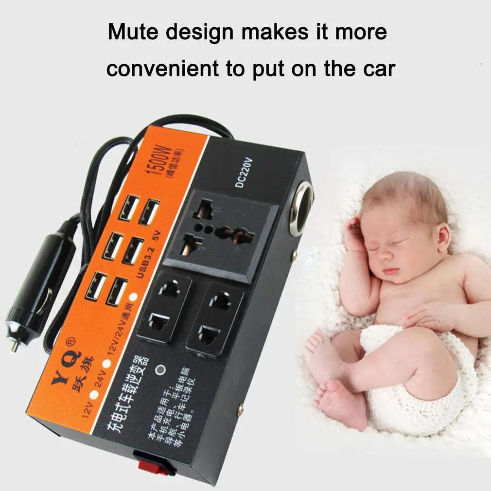 1500W DC 12V 24V To AC 110V 220V Converter Splitter 6USB Voltage Transformer Socket Adapter Car Inverter Peak Power Dropshipping