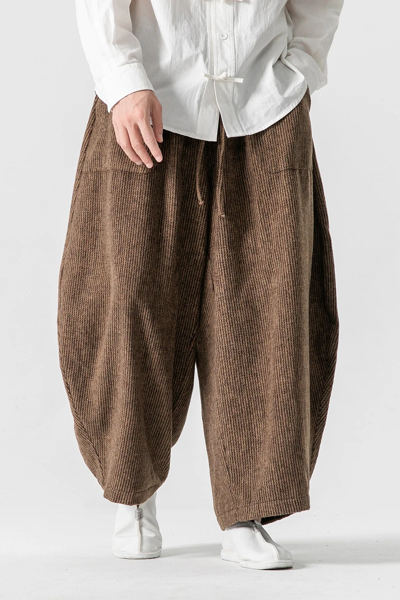 Autumn Winter Fashion Korean Corduroy Wide-Leg Pants Man Loose Casual Solid Color Male Sweatpants Streetwear Straight Trousers