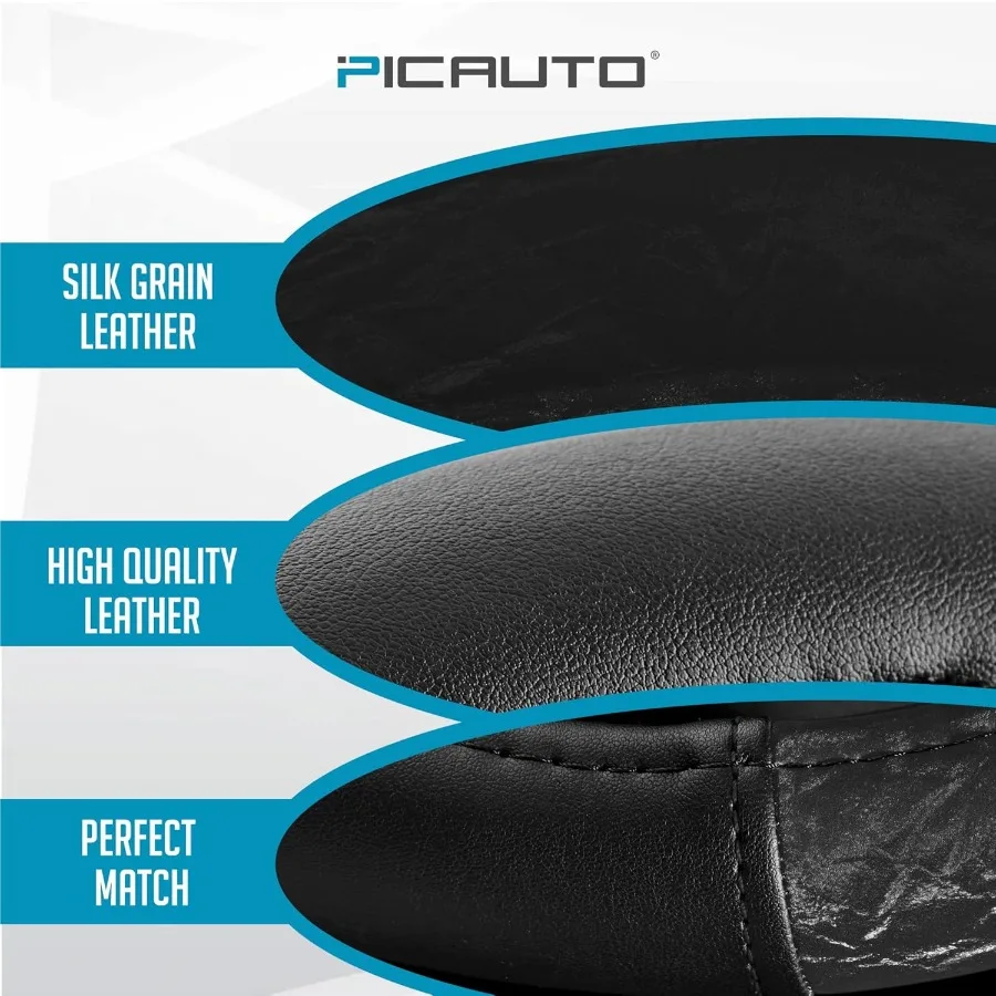 غطاء عجلة القيادة الحرير الحبوب الجلود عجلة توجيه سيارة حامي قبضة مريحة العالمي 14.515.5 بوصة المضادة للانزلاق التوجيه #3