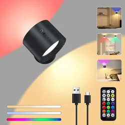 Candelabro de pared con batería, lámpara LED montada en la pared, iluminación RGB de atenuación, luces de pared de lectura magnéticas recargables para dormitorio