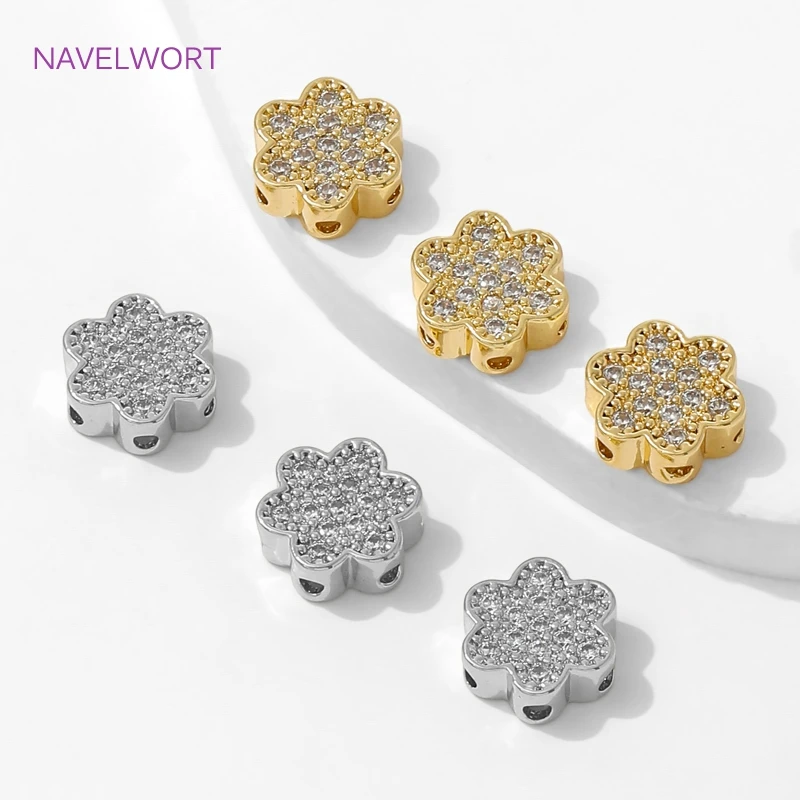 18K مطلية بالذهب زهرة شكل الخرز فواصل للأساور ، خرز فاصل النحاس ، فواصل للخرز ، DIY بها بنفسك مستلزمات صناعة المجوهرات