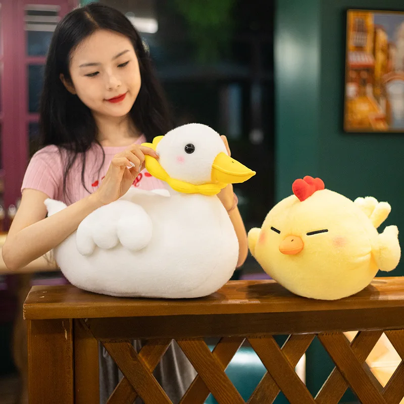 Cute Cole Duck Yellow Chicken Plush Toy Doll Ragdoll with Collar High Quality Toys Children Girls Gift Kids Photography Props