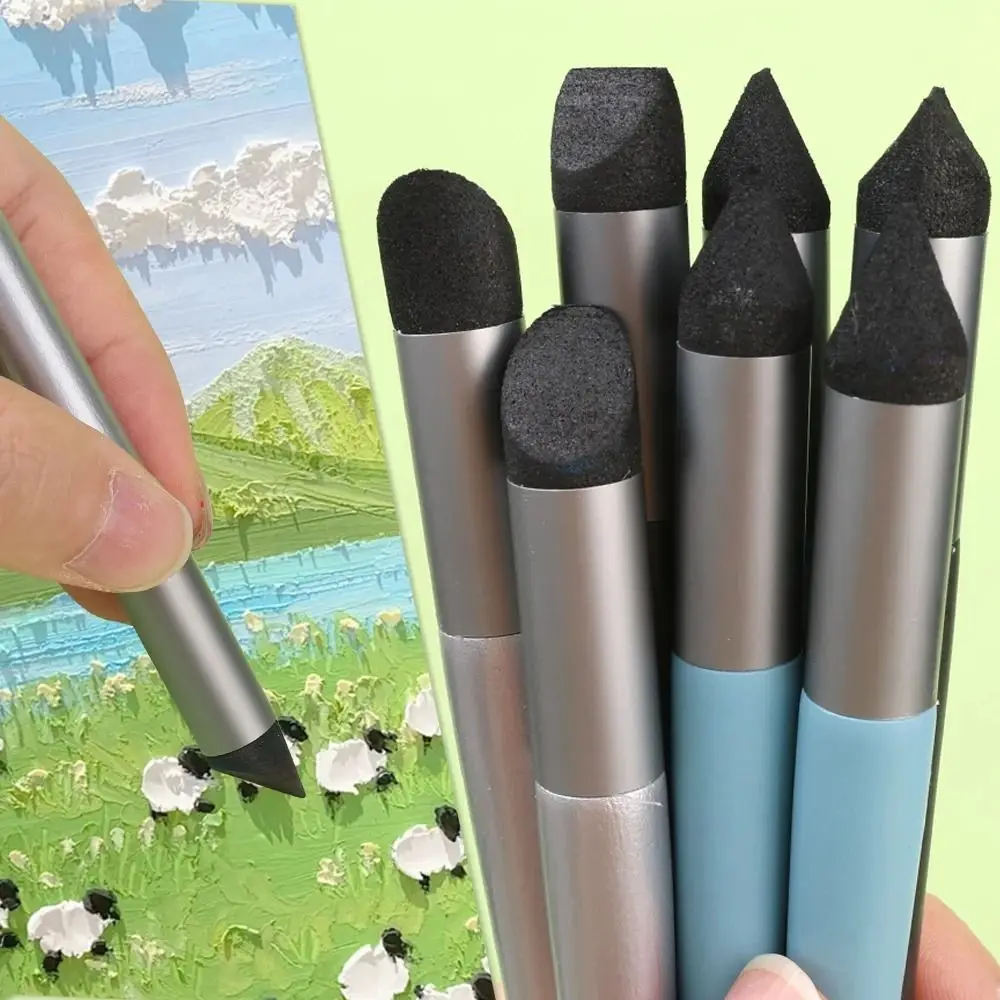 3Pcs Soft Sponge Head Oil Pastel Blending Pen Reusable Washable Paintbrushes Wipe Lightweight Pastel Rubbing Brush