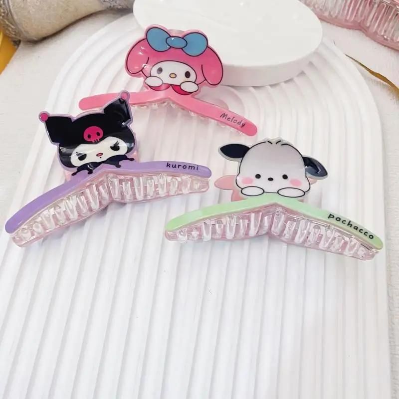 Anime Sanrio Hello Kitty Hairpins Melody Cinnamoroll Kuromi Shark Clip Hair Pin Pochacco Pompompurin Accessories Girl Cute Gifts