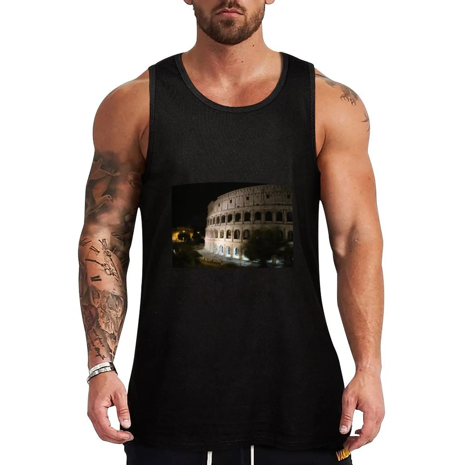 

Colosseum at Night - Rome Tank Top Muscle Fitness Tank Top Sleeveless Athletic Workout