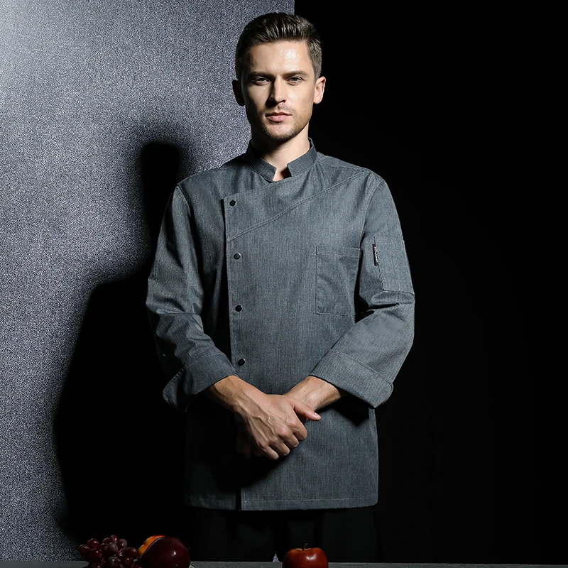 Chef's work clothes Men's long-sleeved chef premium Japanese suit seven-point sleeve hotel kitchen tooling custom chef's clothes