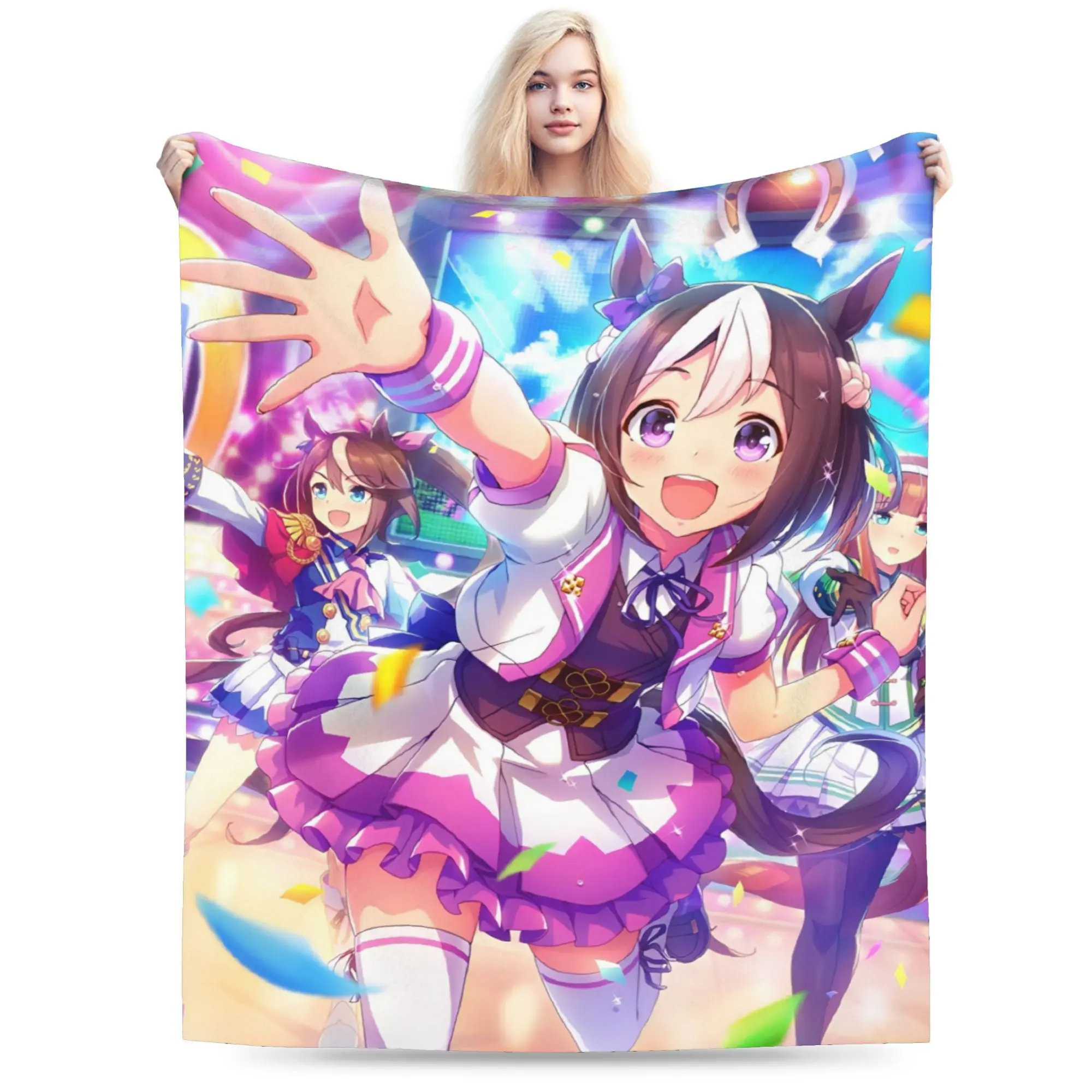 Novelty Design Uma Musume anime cartoon  Blanket Soft Fleece  Comfortable Throw Blankets Machine Washable